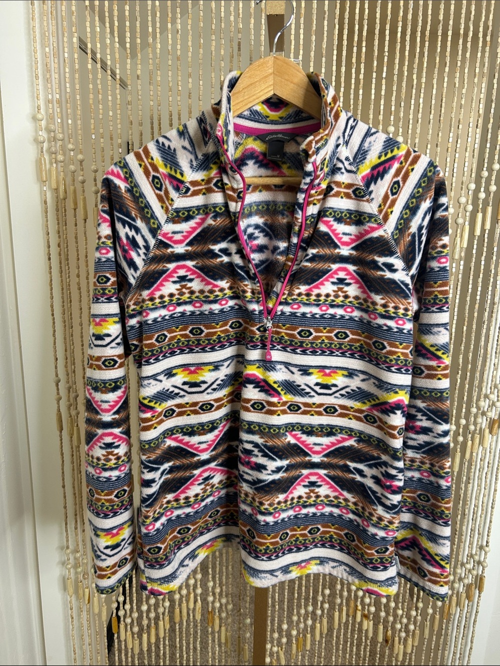 Eddie Bauer Multicolor Aztec-tribal print Style Fleece Quarter-Zip